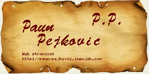 Paun Pejković vizit kartica